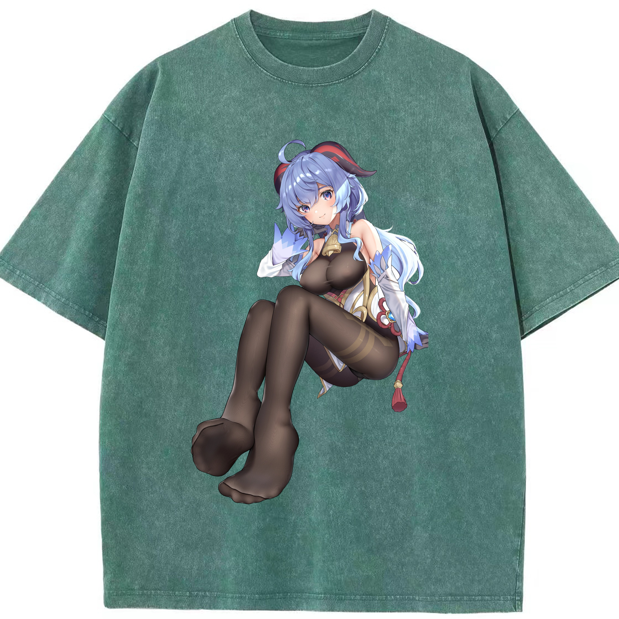 げんし神 甘雨 かんう genshin Ganyu 綿100% ヴィンテージ風 半袖Tシャツ（フロントプリント）